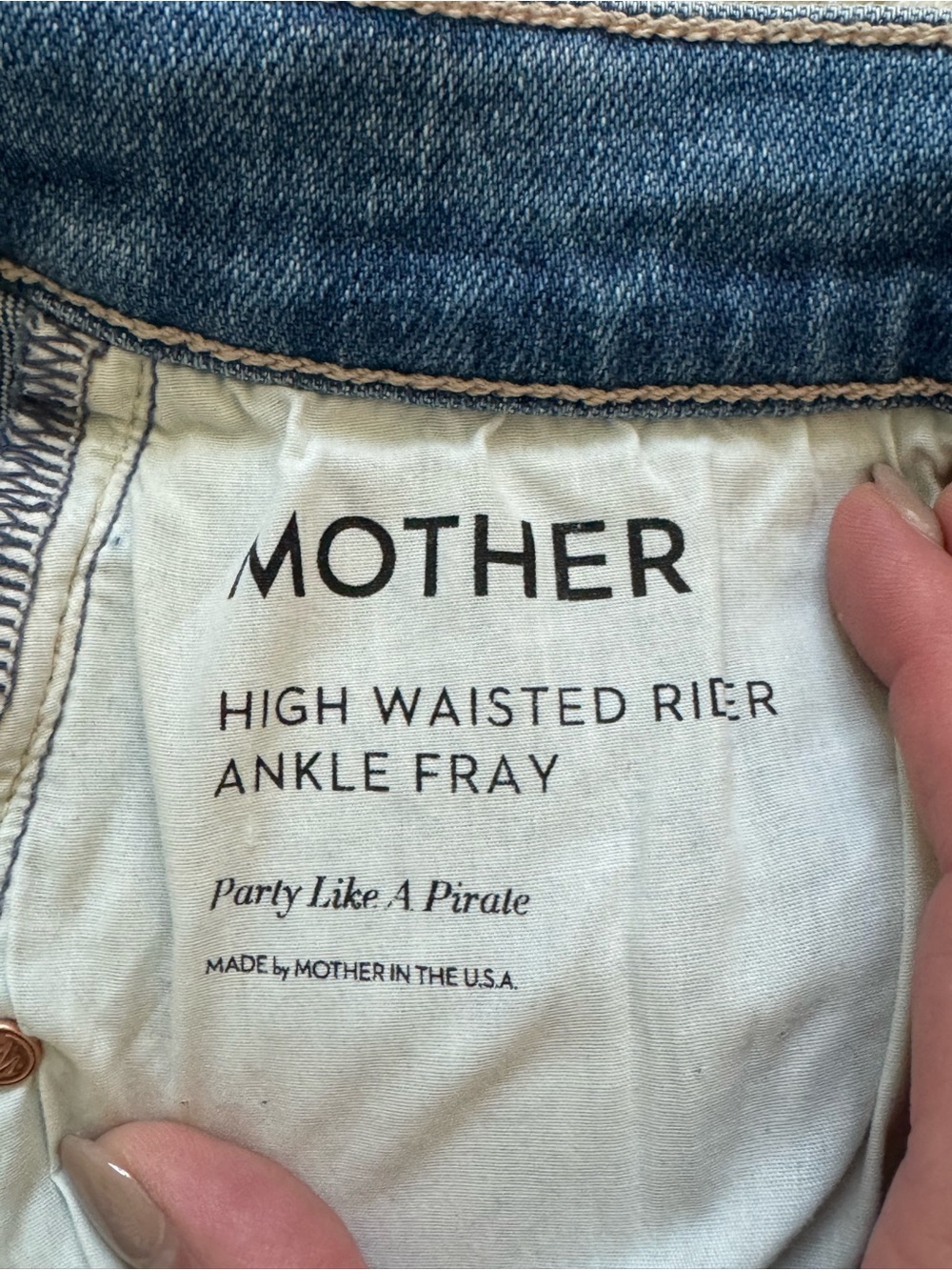 🔹 Mother The High Waisted Rider Ankle Fray Jeans Party Like A Pirate Wash Sz 28 - Picture 4 of 8